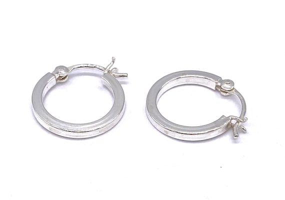 Hoop Earrings 18mm Small Square Tube Sterling Silver Hoop Earrings 18mm Small Square Tube Sterling Silver