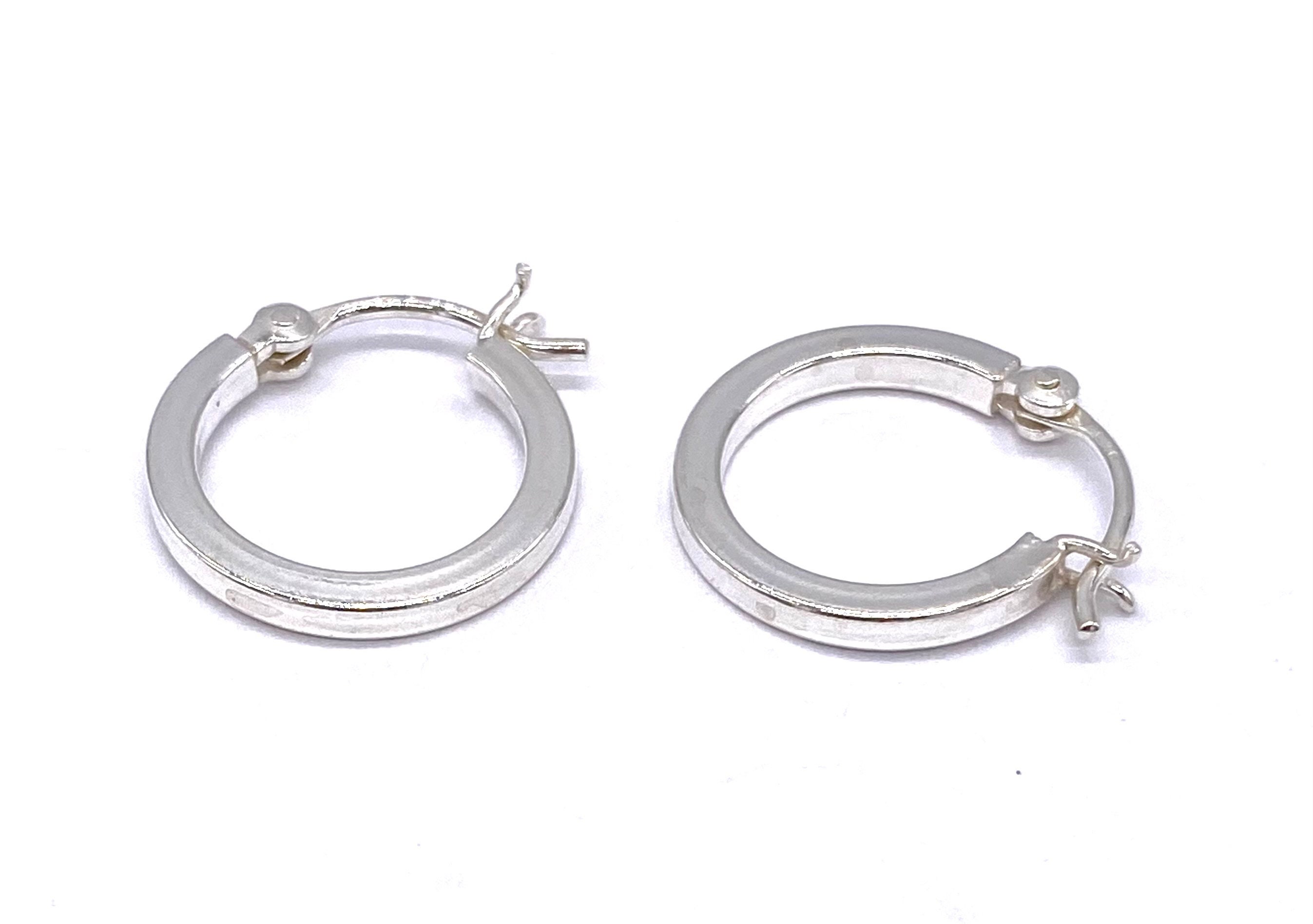 ☆TATIANA☆ Silver 925 TD Square Hoop Earrings EC1977 925 Sterling Silver Square Tube Sleeper Hinged HOOP Earrings