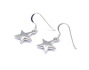 Boucles d'oreilles pendantes en argent sterling 925 avec étoile