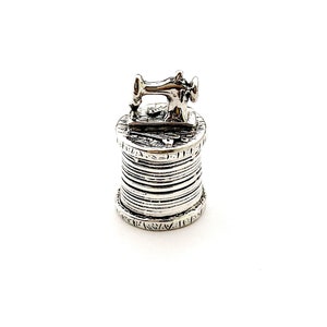 Solid 925 Sterling Silver Thimble Sewing Machine Design, Collectable Thimble