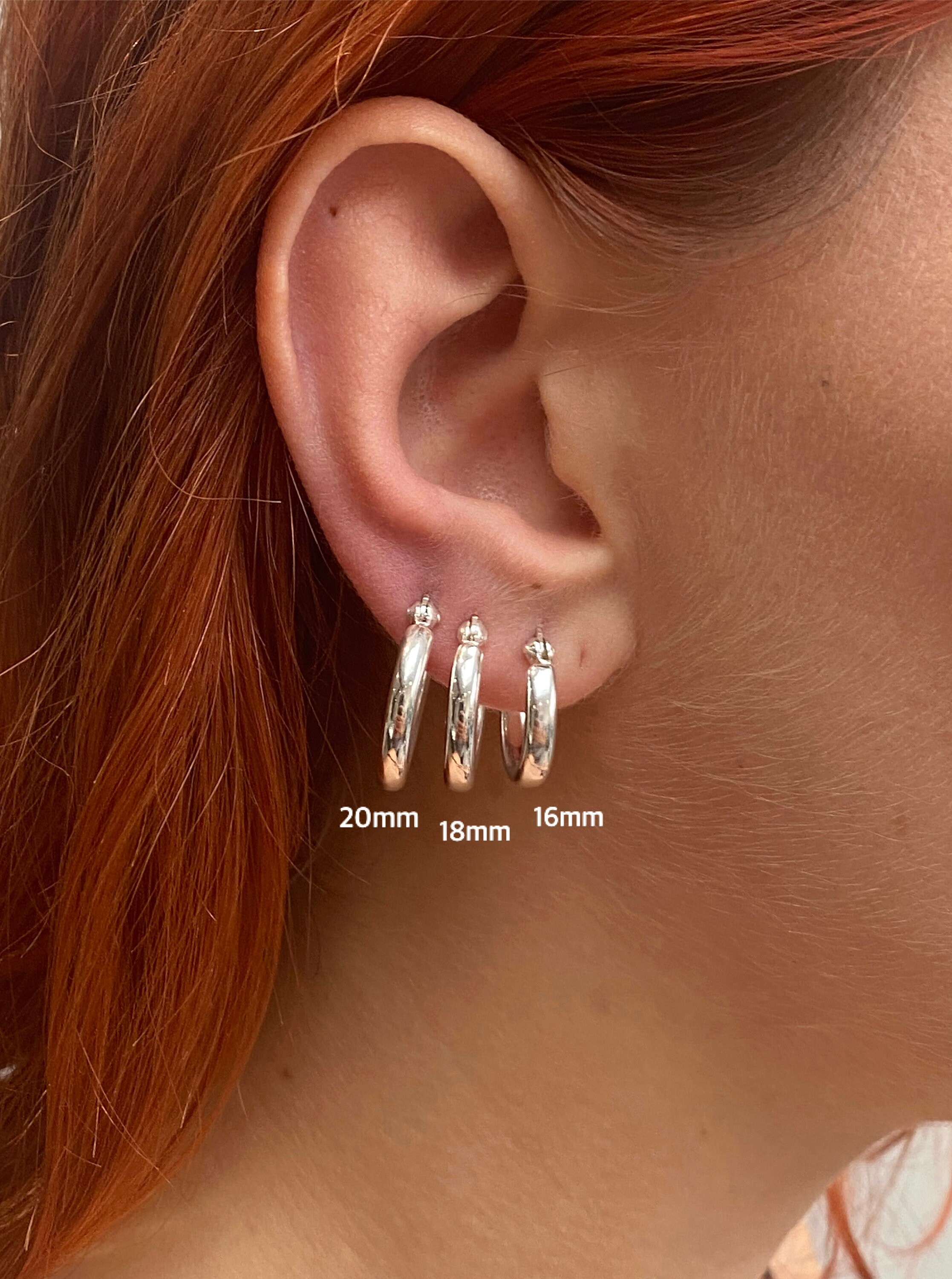 925 Sterling Silver Hinged HOOP Earrings Snap Closure Chunky
