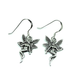 925 Sterling Silver Guardian Angel Fairy Drop Dangle Earrings