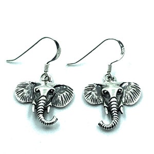 925 Sterling Silver Elephant Drop Dangle Earrings