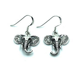 925 Sterling Silver Elephant Drop Dangle Earrings