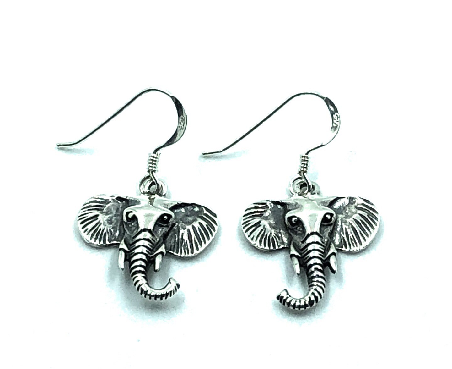 925 Sterling Silver Elephant Dangly Drop Earrings
