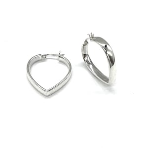 925 Sterling Silver Heart Shaped Hinged Big Hoop Earrings