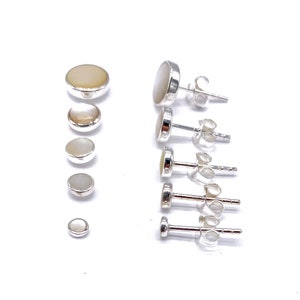Perlmutt Kleine Kugel Ohrstecker 925 Sterling Silber in Größe 3, 4, 5, 6 und 8 mm Durchmesser