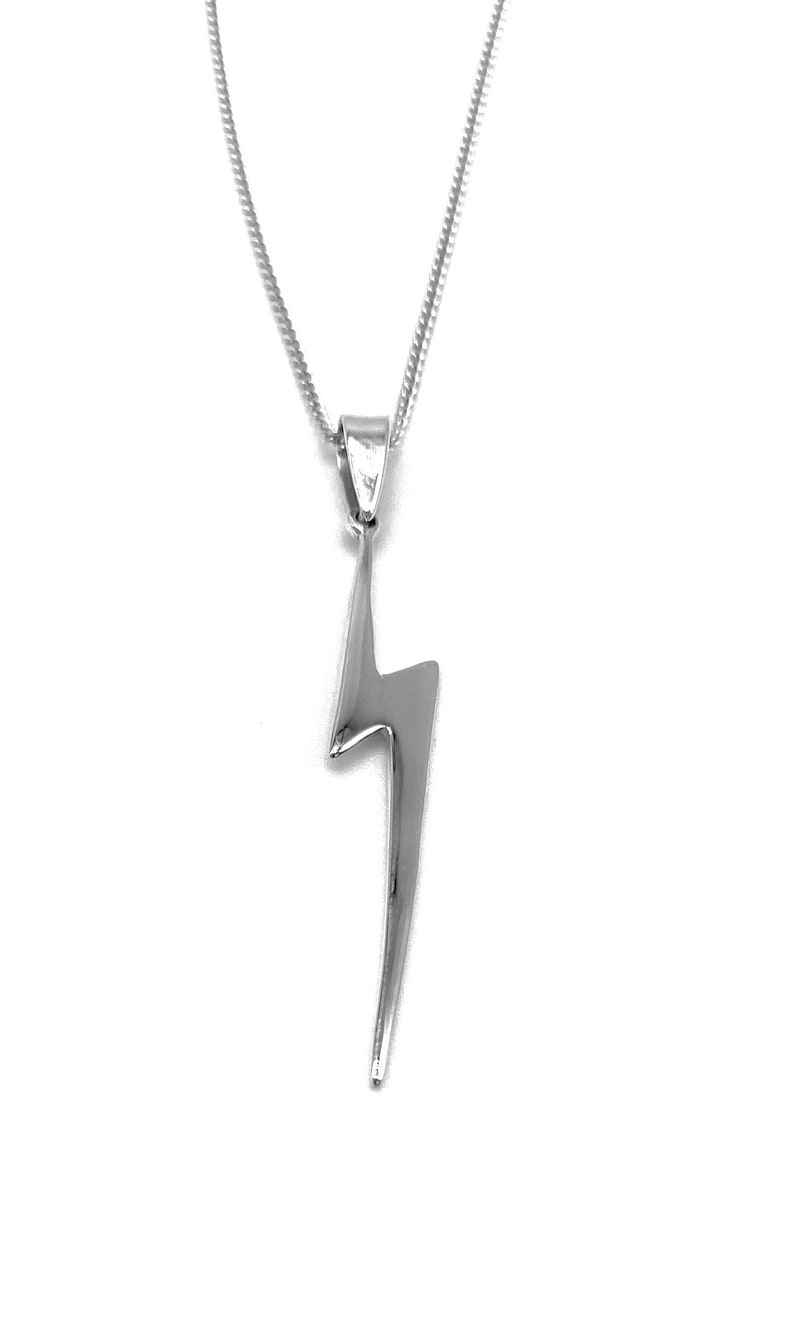 Lightning Bolt Pendant 925 Sterling Silver on 16 18 or Etsy