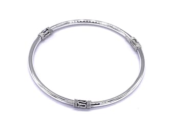 925 Sterling Silver Bali Balinese BANGLE Bracelet 65 mm Diameter & 3 mm Thickness