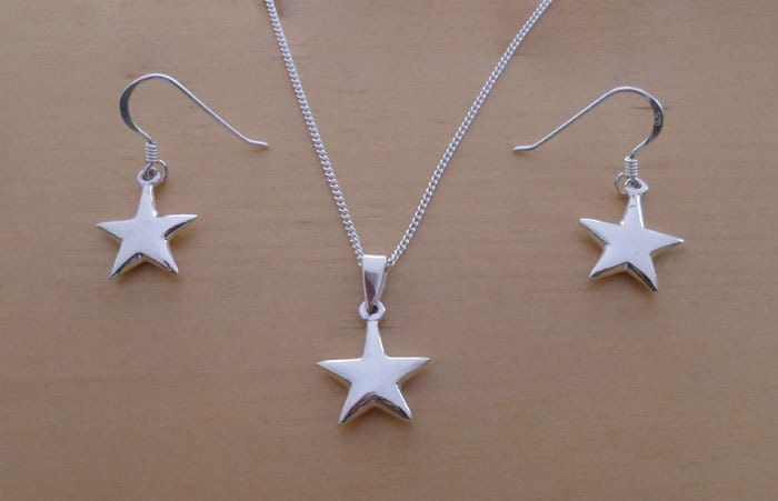 Drop Sterling Silver Earrings 925 Sterling Silver Puffy Star Drop