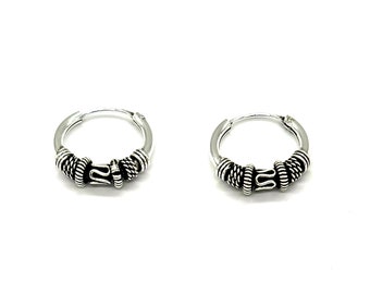 925 Sterling Silber Dicke grobstrick Bali Bali Creolen 16 mm Durchmesser