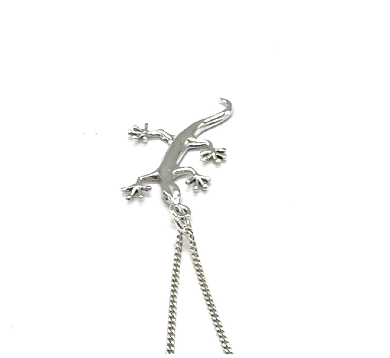 Ciondolo lucertola vintage in argento sterling - Collana rettile - Italia Ciondolo lucertola vintage in argento sterling - Collana rettile - Italia