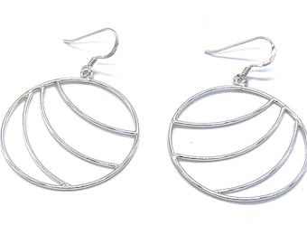 Hoop Circle Drop Dangle Earrings 925 Sterling Silver