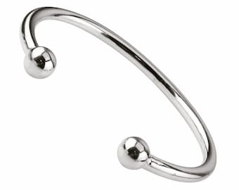 Bracelet jonc Torque Cuff en argent sterling 925 de 3 mm ou 5 mm d’épaisseur