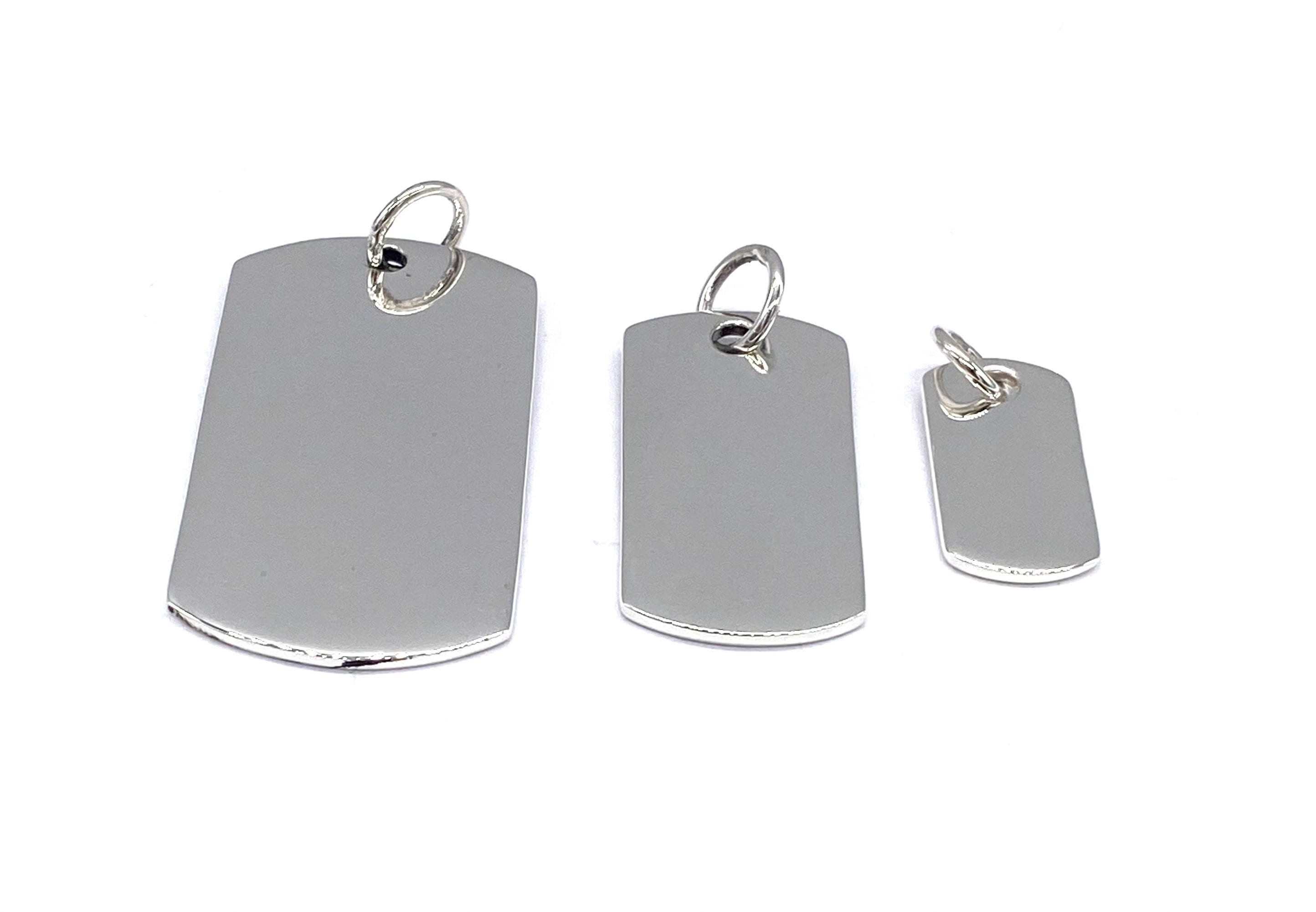 Personalized Polished Silver Dog Bone Pet Tag Front and Back
