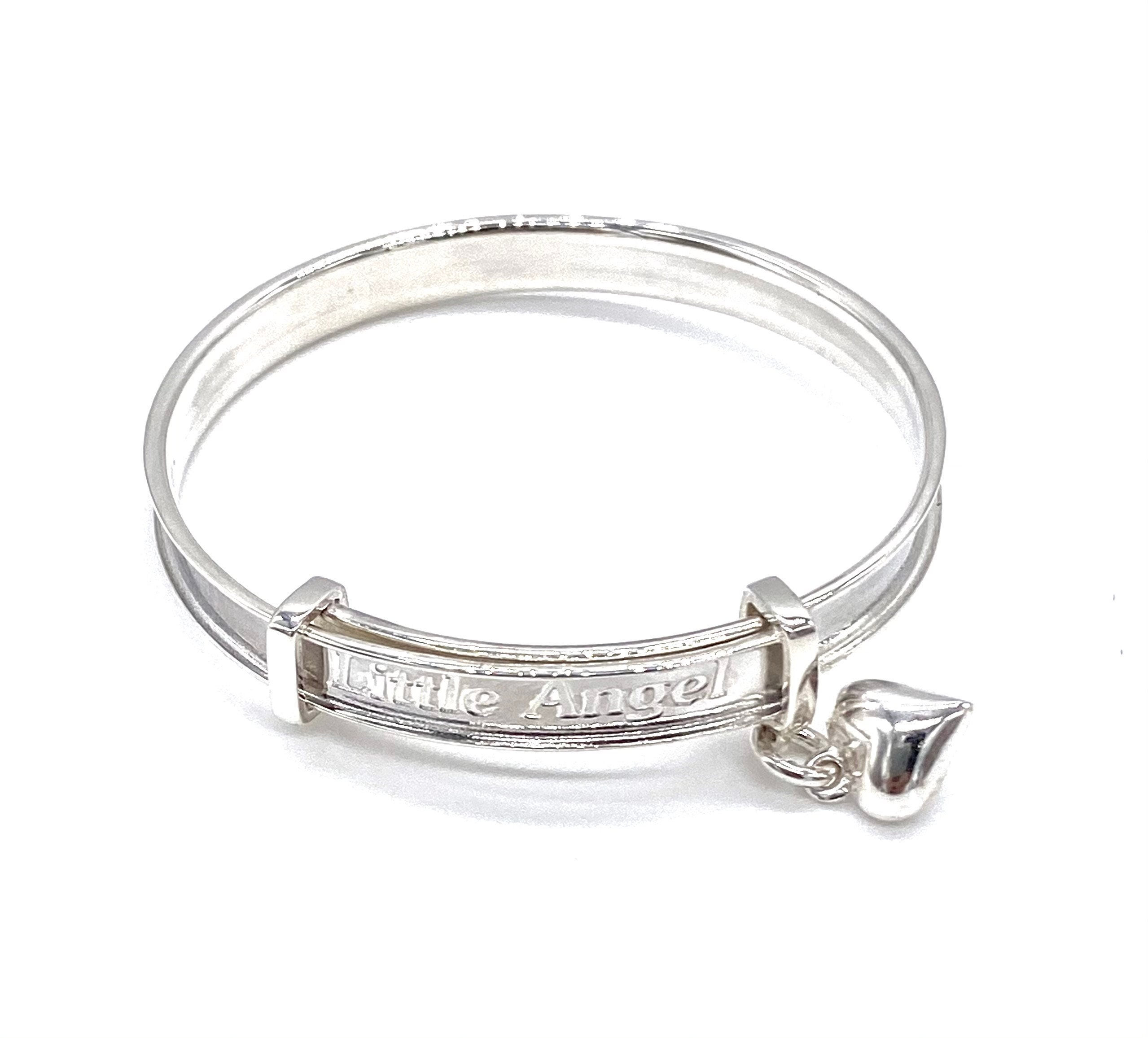 Molly Brown London Sterling Silver First Diamond Kiss Expandable Baby Bangle.  Christening Bangle | Baby Jewellery | Baby Keepsake | Baby Shower Gift​​​​  : Amazon.co.uk: Baby Products