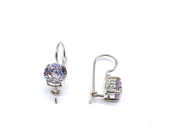 Pair Of 925 Sterling Silver White CZ Teardrop Dangle Minimal Hoop Earrings Pair Of 925 Sterling Silver White CZ Teardrop Dangle Minimal Hoop Earrings