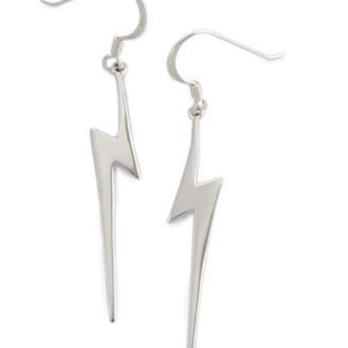 Lightning Bolt Strike Drop Dangle Earrings 925 Sterling Silver Etsy