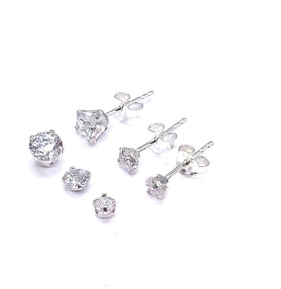 Round Brilliant 0.85 ctw VS2 Clarity, I Color Diamond 14kt White Gold Three Stone  Earrings | Costco