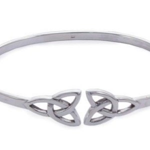 Celtic Trinity Knot Bangle Bracelet Solid 925 Sterling Silver