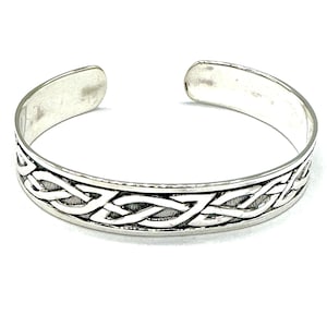 925 Sterling Silver Solid Celtic Cuff Bangle Bracelet Infinity Knot Design