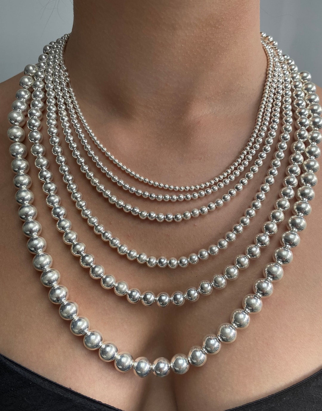 925 Sterling Silver Ball Bead Chain Necklace 1.5, 2, 3, 4, 5 925 Sterling Silver Ball Bead Chain Necklace 1.5, 2, 3, 4, 5