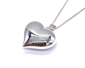 Buy 925 Sterling Silver Puffed Big Heart Pendant Charm 25 Mm 