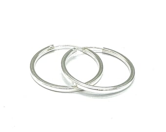 925 Sterling Silver Square Tube Hinged HOOP Earrings