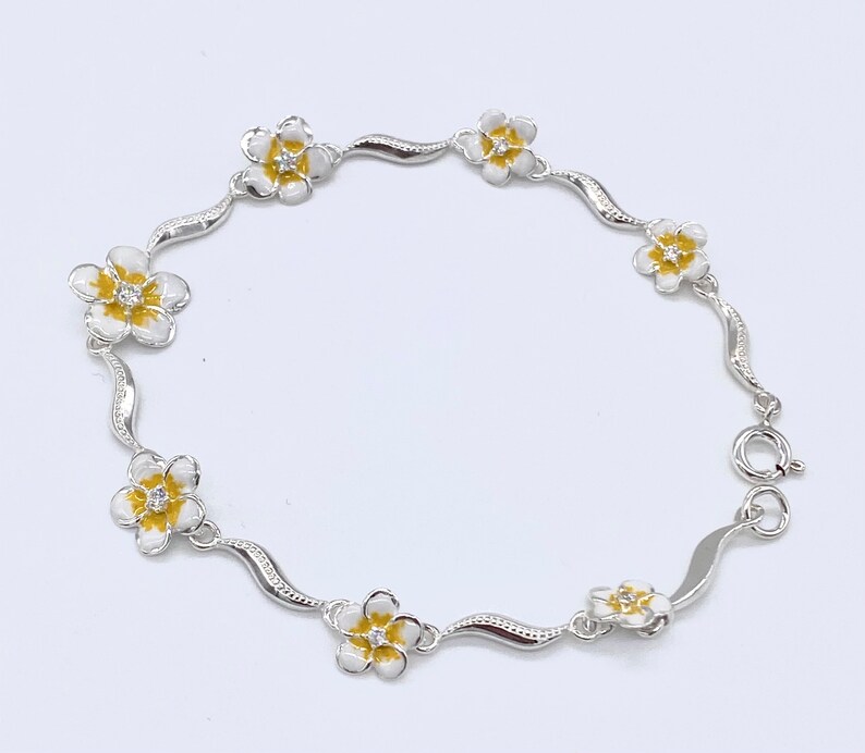 Daisy Flower Charm Bracelet Solid 925 Sterling Silver Etsy