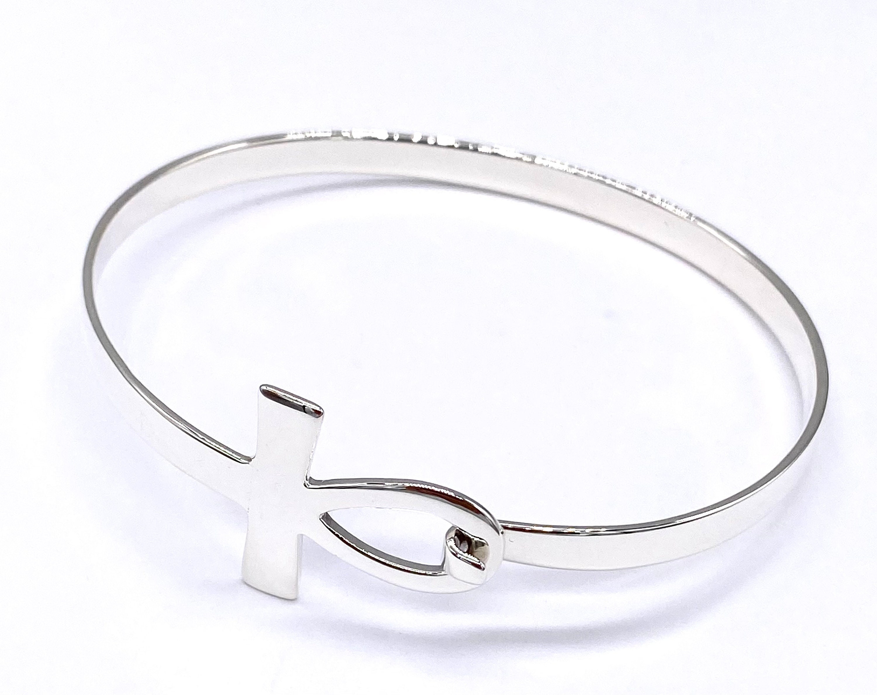 925スターリングシルバー アンククロスバングルブレスレット 19