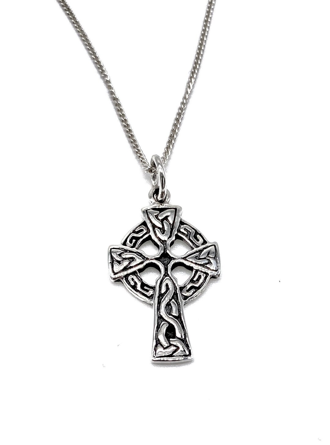 925 Sterling Silver Scottish Gaelic CELTIC Cross Pendant Necklace on ...