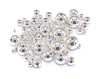 925 Sterling Silver Balls Beads Finding to Make Your Own Chain, Necklace, Bracelet 3, 4, 5, 6, 8 and 10 mm Silver Balls