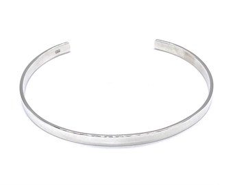 925 Solid Sterling Silver Plain Cuff Bangle Bracelet