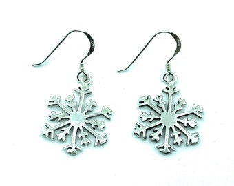 925 Sterling Silver Winter Snowflake Drop Dangle Boucles d’oreilles