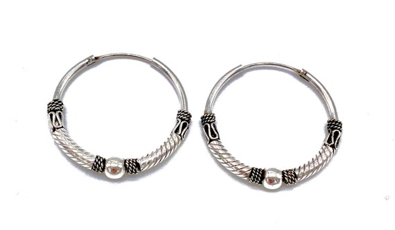 925 Sterling Silver Earrings hoop bali sleeper new Design Bali style pair refX9 