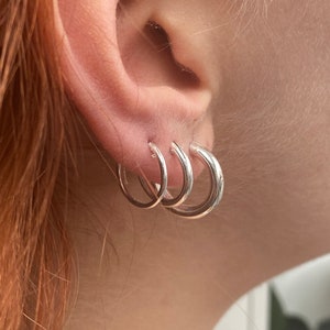 925 Sterling Silver Sleeper Hinged HOOP Earrings 1 mm, 2 mm or 3 mm Thick image 3