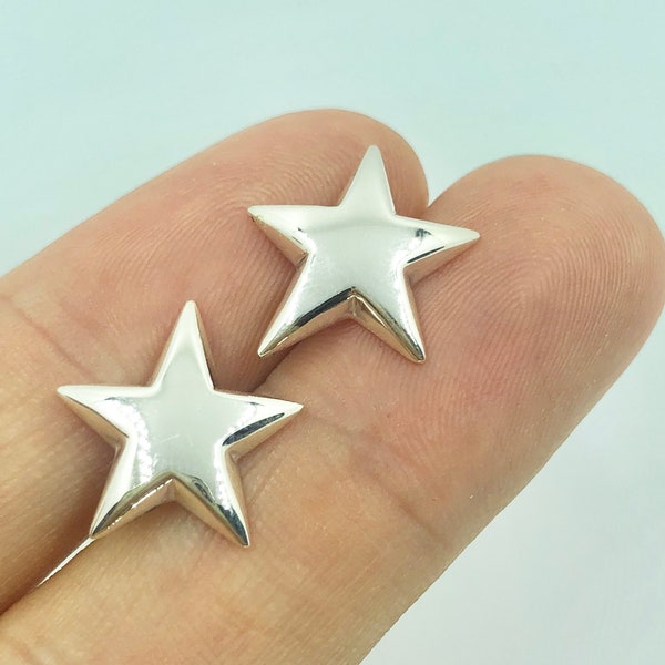 Big Star Stud Earrings 925 Sterling Silver  15 mm Diameter