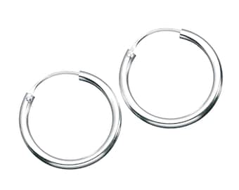 Sterling Silver Rhodium-plated 3mm Round Hinged Post Classic Hoop Earrings Length 31mm Sterling Silver Rhodium-plated 3mm Round Hinged Post Classic Hoop Earrings Length 31mm