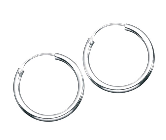 hinged French lock 14 mm diameter Sterling silver hoop earrings