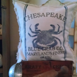 Seaside Cottage 16&quot;x16&quot; Chesapeake Blue Crab Co. Canvas Pillow Cover