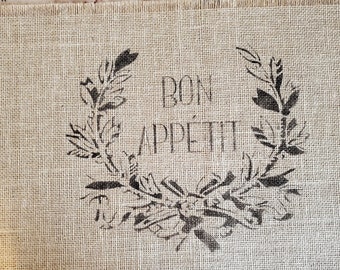 Country French 13&quot;x18&quot; Bon Appetit Burlap Placemat