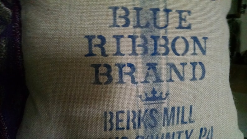 Farmhouse 16x16 Flour-sack Inspired Blue Ribbon - Etsy