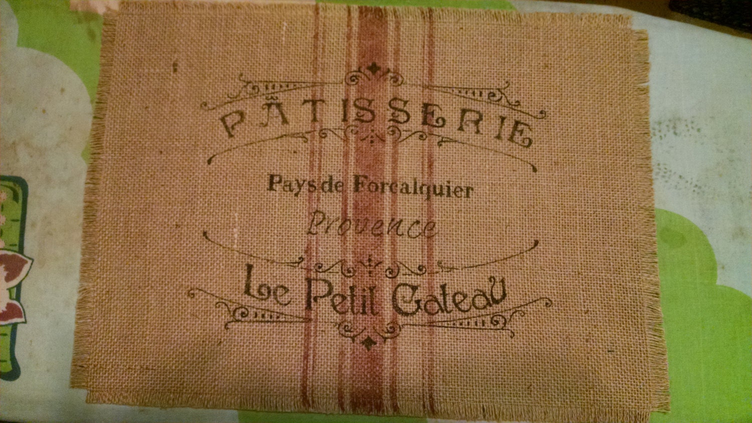 Rustic Country French 13"x18" Patisserie Burlap Placemat