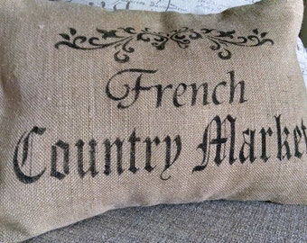 CountryFrench 12”x16” French Country Market Burlap Pillow Cover