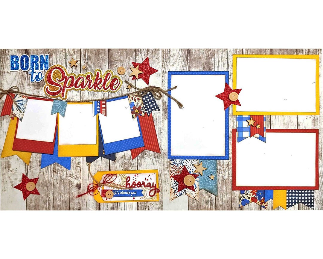 Born to Sparkle 12" by 12" 2 Page Scrapbook Layout Kit - Etsy