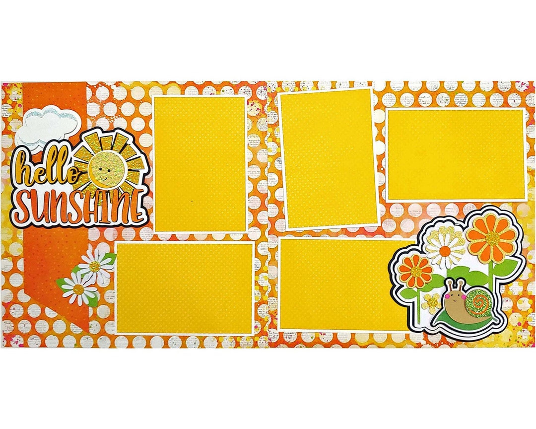 12" by 12" Two Page Scrapbook Layout Kit Hello Sunshine - Etsy