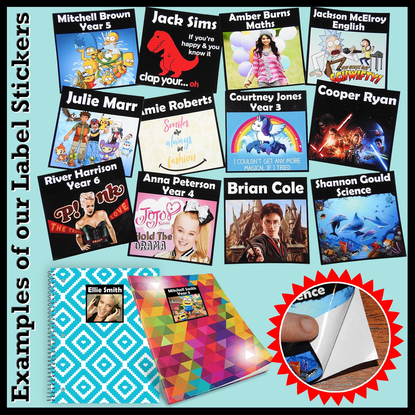 Personalised Little Mix Book Label Stickers - Set of 12 - Any Name or Text - Gift Idea - Great for School Books, Party Loot Bags