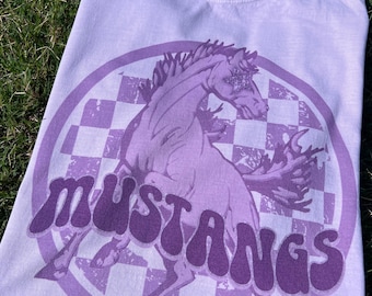 Purple Mustangs Mascot Shirt: Preppy Comfort Colors Tee