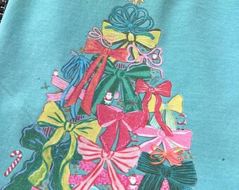 Coquette Bow Christmas Tree Printed Shirt