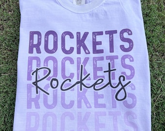 Rockets Stacked Text Shirt - Comfort Colors School Mascot Tee